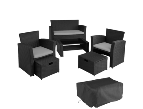 Rattan Modena TECTAKE Conjunto 3+2+1 con Cubierta Protectora Incluida