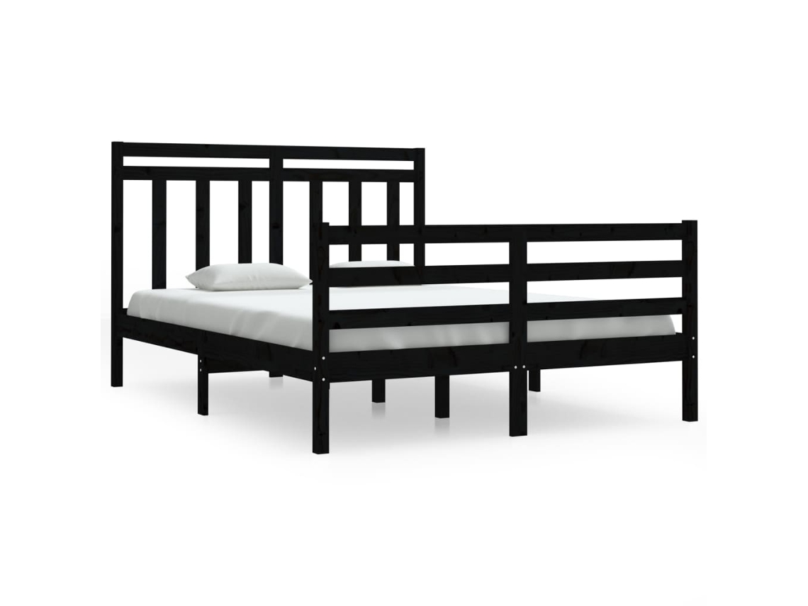 Maison Exclusive Estructura de cama de metal negro 135x190 cm