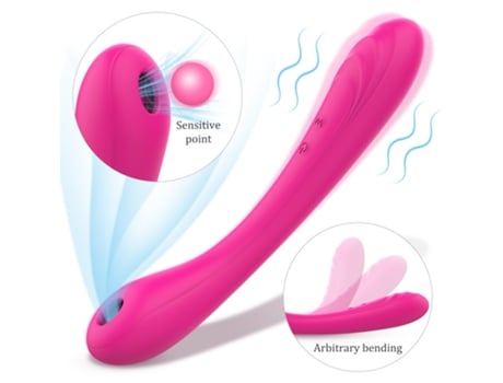 Vibrador de masaje de succión multifrecuencia 2 en 1 para mujeres (rojo rosa) VEANXIN