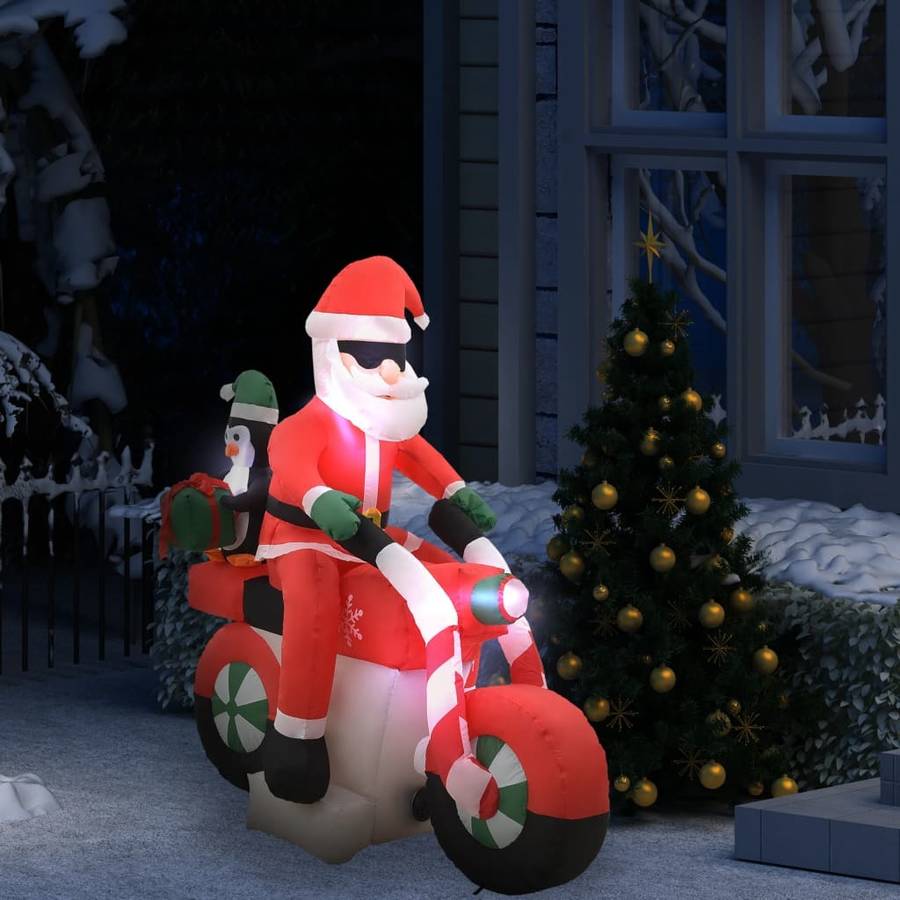 Papá Noel en Moto Inflable VIDAXL Luces LED (Tela - 160 cm)