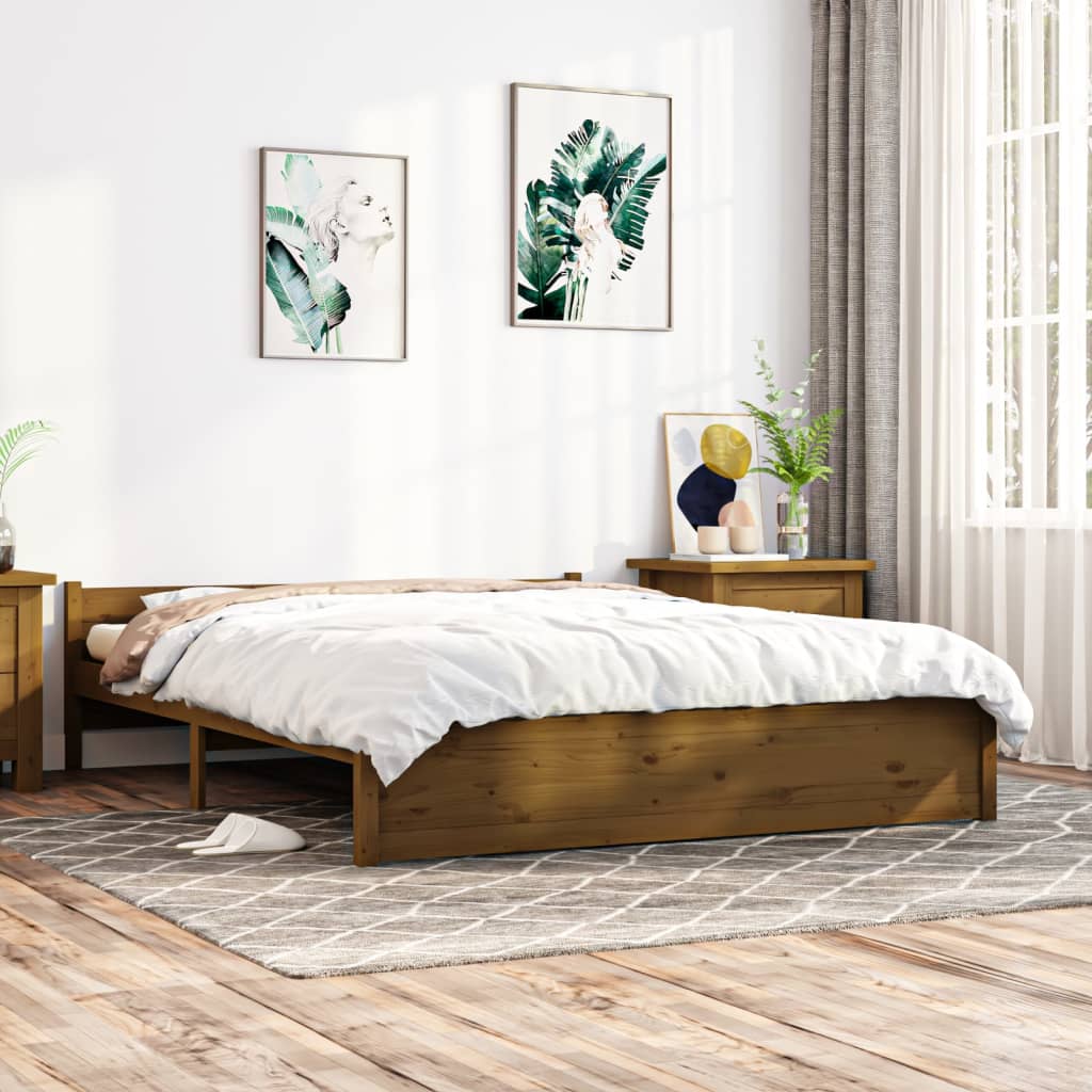 Maison Exclusive Estructura cama madera maciza king size marrón miel  150x200 cm