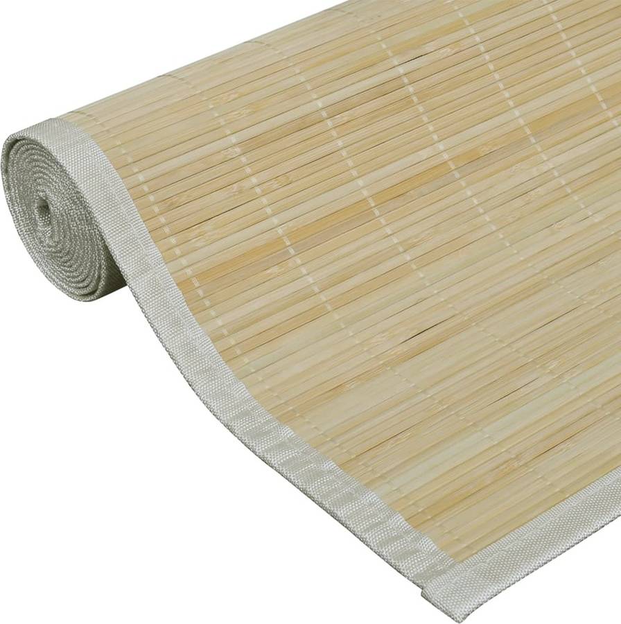 Alfombra VIDAXL Liso Rectangular (Beige - 200 cm - Bambú)