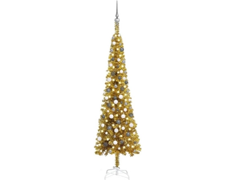 Árbol De Navidad vidaxl con luces led y dorado 210x55 cm