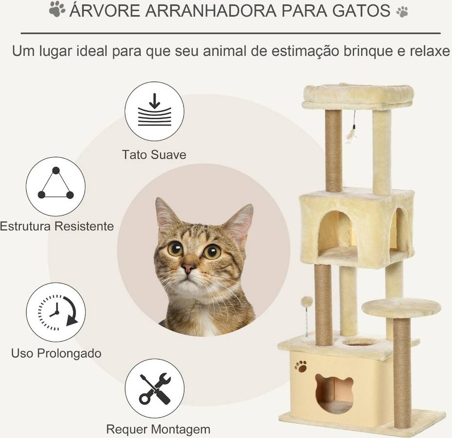 Árbol Rascador Para grande 60x34x136 cm centro actividades con plataformas cuevas felpa desmontable postes yute juguete colgante gatoss d30364