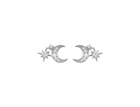 Minipendientes de Plata LATELITA con Forma de Luna Y Estrella