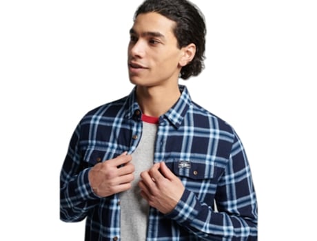 Camisa SUPERDRY Algodón Hombre (M - Azul)