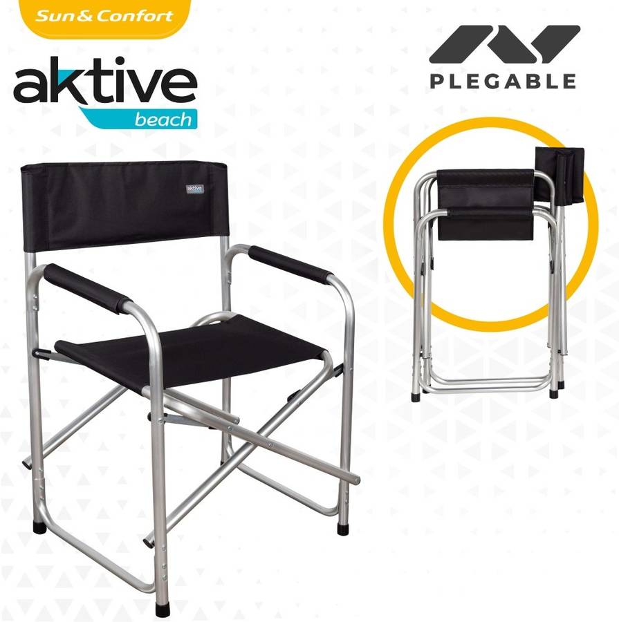 Silla de Camping AKTIVE 62617 Negro (78x55x47cm)