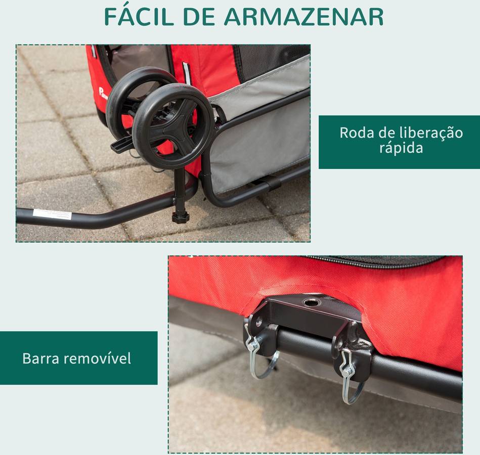 Remolque de Bicicleta para Perros PAWHUT D00-143rd