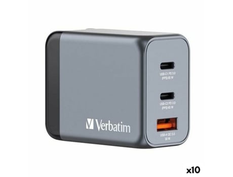 Cargador de Pared VERBATIM GNC-65 (Negro - USB-C - USB-A)