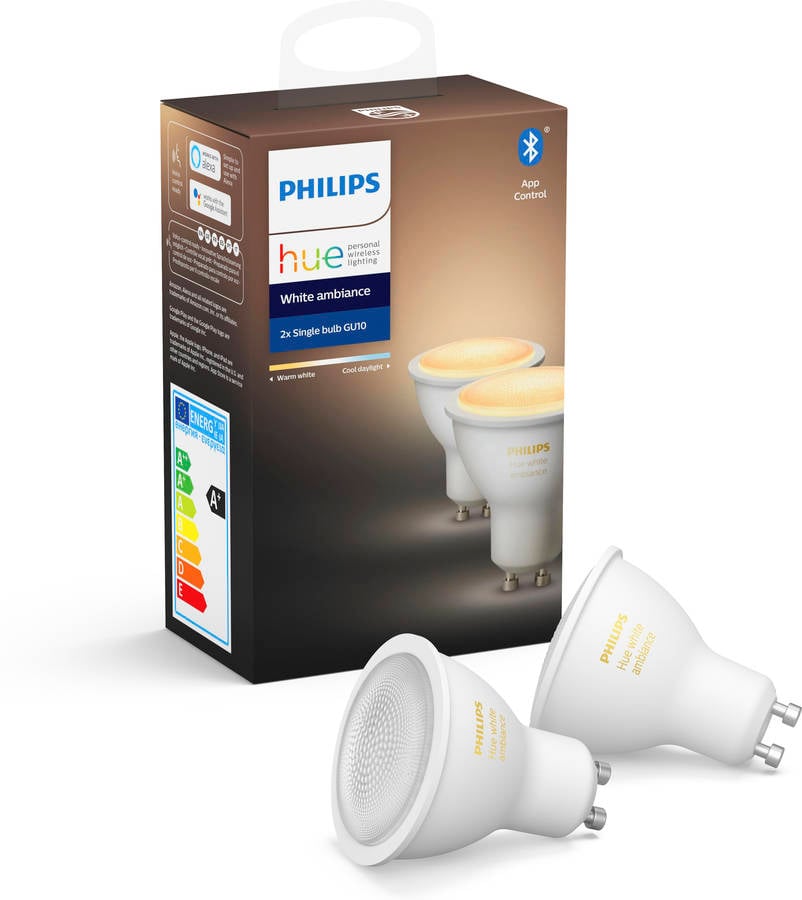 Kit 2 Bombillas Inteligentes PHILIPS HUE  (GU10 - Blanca fría a caliente)