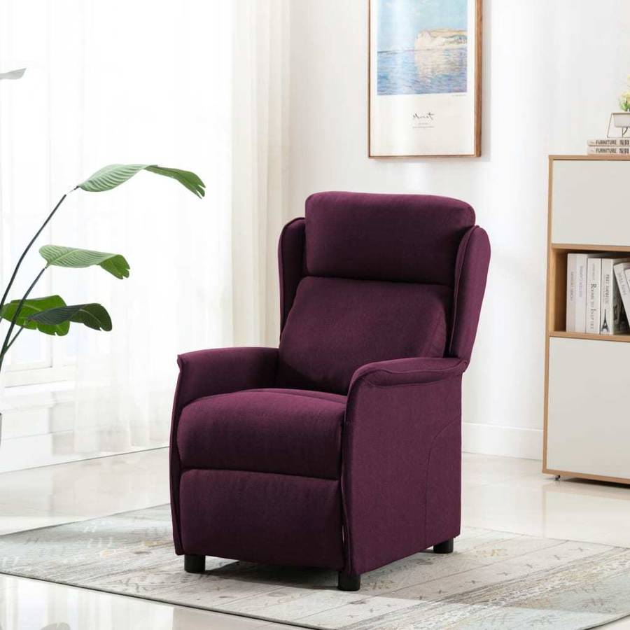 Sillón VIDAXL Reclinable De Tela Morado (68 x 98 x 100 cm)