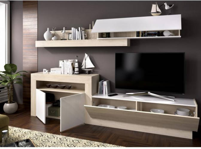 Conjunto de Muebles de Salón DKIT Enna (Blanco)