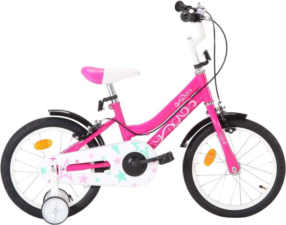 Bicicleta Infantil VIDAXL Negro y Rosa (Edad Mínima: 4 Años - 16'')