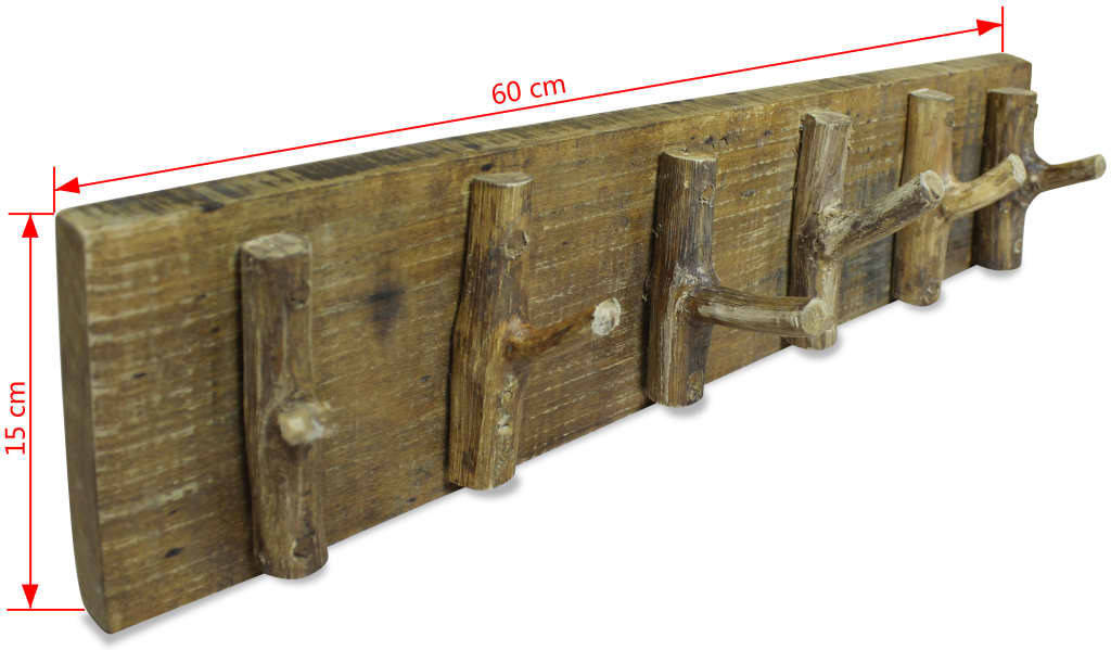 Perchero VIDAXL (Marrón - Madera Reciclada - 60 x 15 cm)