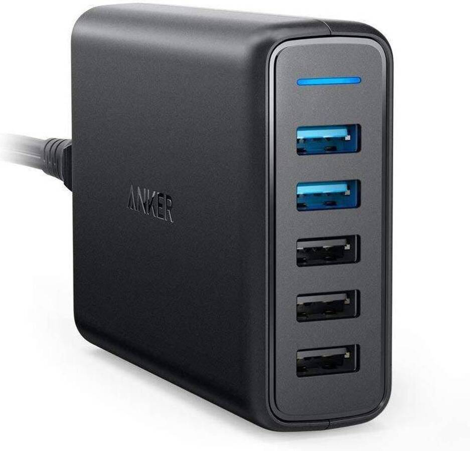 Cargador Adaptador Adaptador ANKER PowerPort (5 USB - Negro)