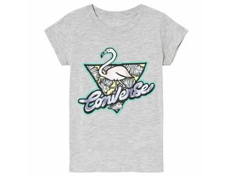 Camiseta de Manga Corta Infantil CONVERSE Flamingo Gris claro (12-13 Años - Gris claro)