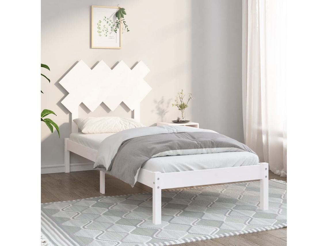 VidaXL Estructura de cama individual madera maciza blanco 90x190 cm