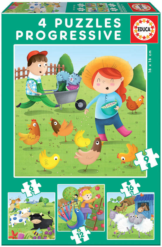 Puzzle EDUCA Progresivo Animales de la Granja (Edad Mínima: 3 Años - 0 Piezas)