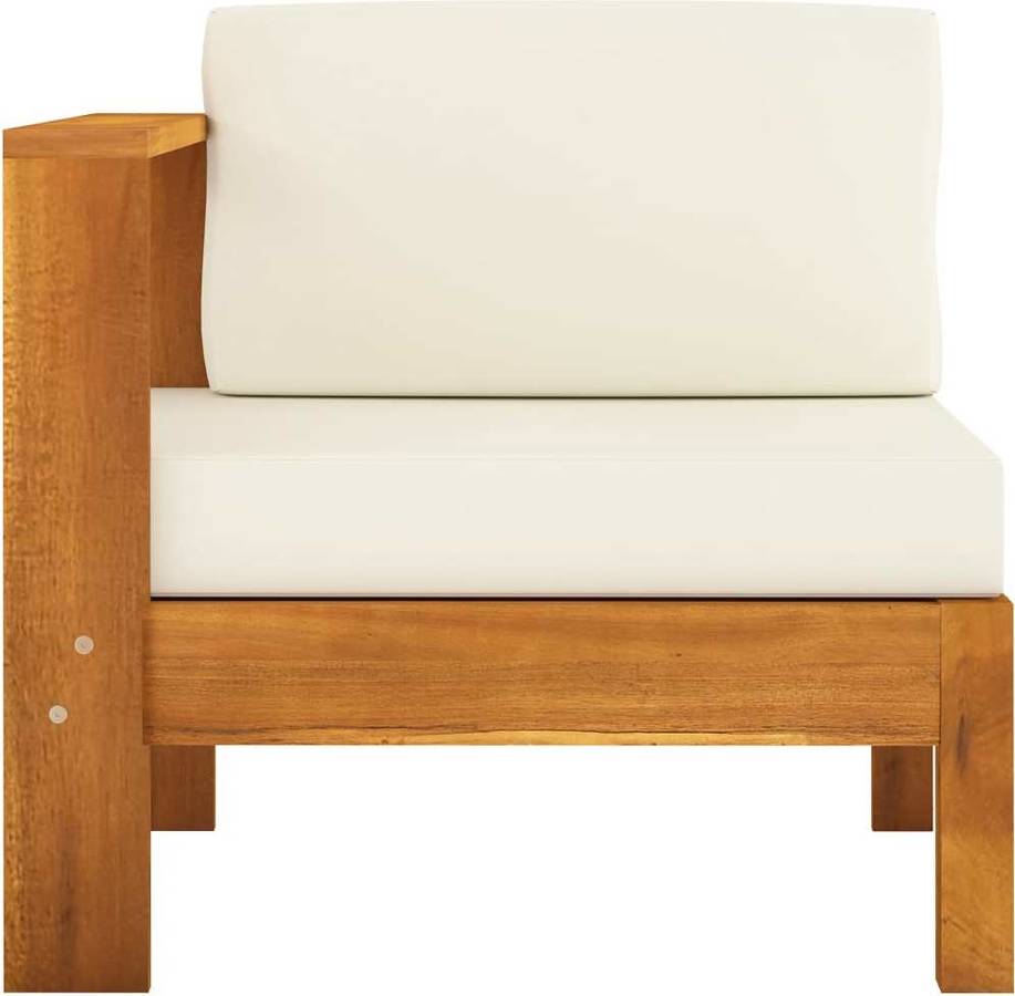 Vidaxl Madera De acacia muebles 5 piezas cojines mobiliario hogar terraza patio exterior cocina silla mesa asiento suave blanco crema conjunto 3057932 100 60 25