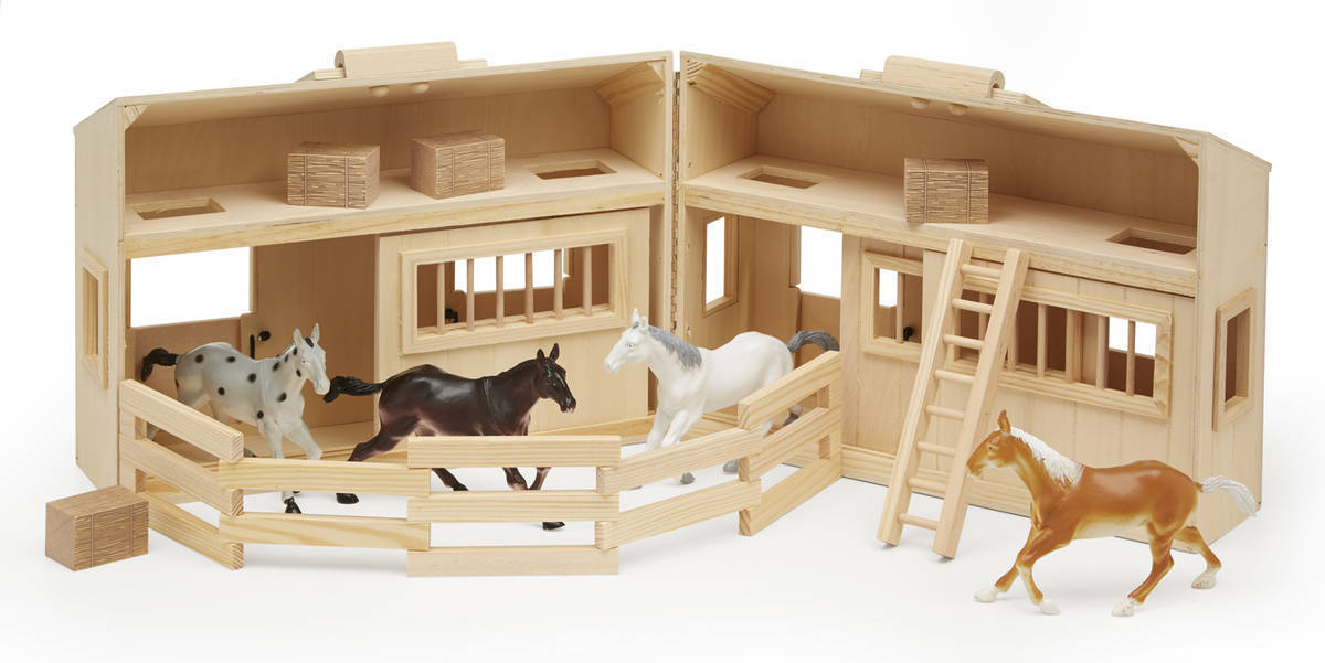 Melissa Doug Fold go stable muñecos cabezones color madera 13704 estable portatil de