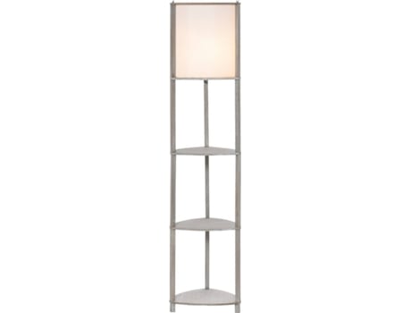 Lámpara De Pie homcom roble 32x32x150 cm madera pino y pvc con 3 estantes pantalla interruptor estilo moderno dormitorio estar estudio gris blanco b31291v70 e27 40w