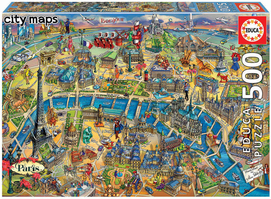 Puzzle 500 De parís city maps educa borras serie piezas edad 12