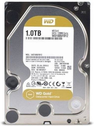 Disco HDD Interno WESTERN DIGITAL Gold (1 TB - SATA - 7200 RPM)