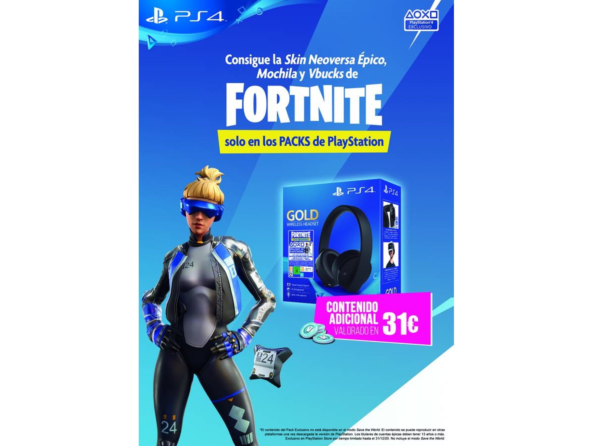 Auriculares PS4 Gold Wireless Headset Fortnite Voucher