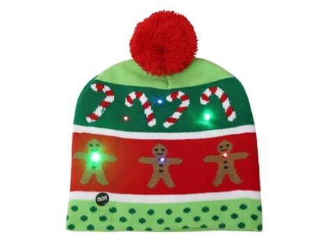 Creativo Lindo Moda Cálido Led Navidad Invierno Gorro de Punto Hombre de Pan de Jengibre