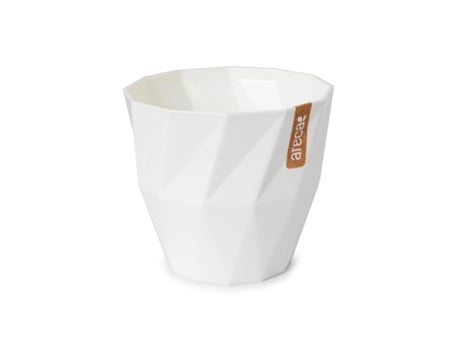 ARECA Quartz - Maceta Redonda Decorativa 15 cm con Textura Blanco Roto