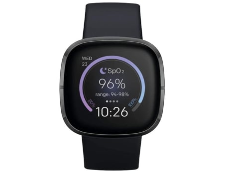 FITBIT Sense Smartwatch Esfera Negra 40Mm Correa De Silicona Reloj Deportivo Gps