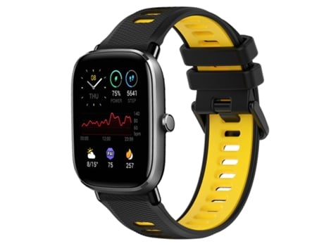 Correa de reloj inteligente para Amazfit GTS 4 Mini 20 mm Correa de reloj deportivo de silicona bicolor (negro + amarillo)