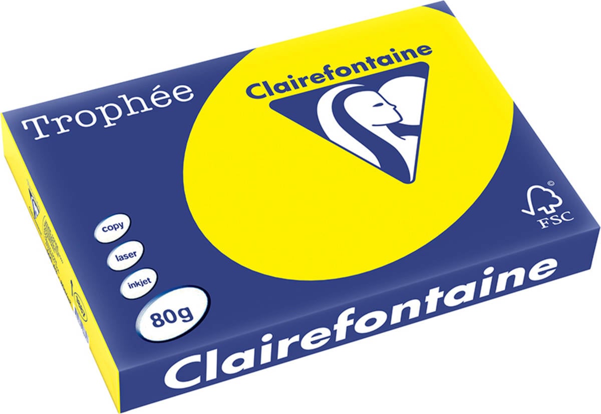 Papel CLAIREFONTAINE Copia, láser y chorro de tinta Trophée A3 80 gsm (500 Hojas - Amarillo)