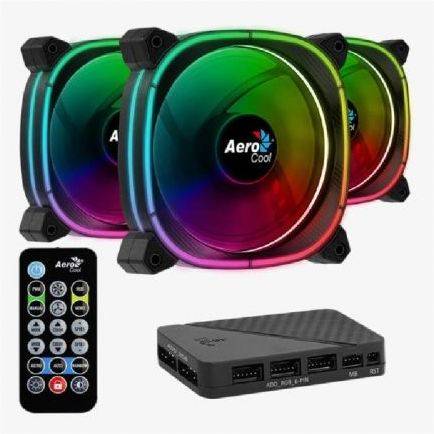 Pack 3 Ventiladors AEROCOOL Astro 12 Pro RGB+ H66F Hub + Mando