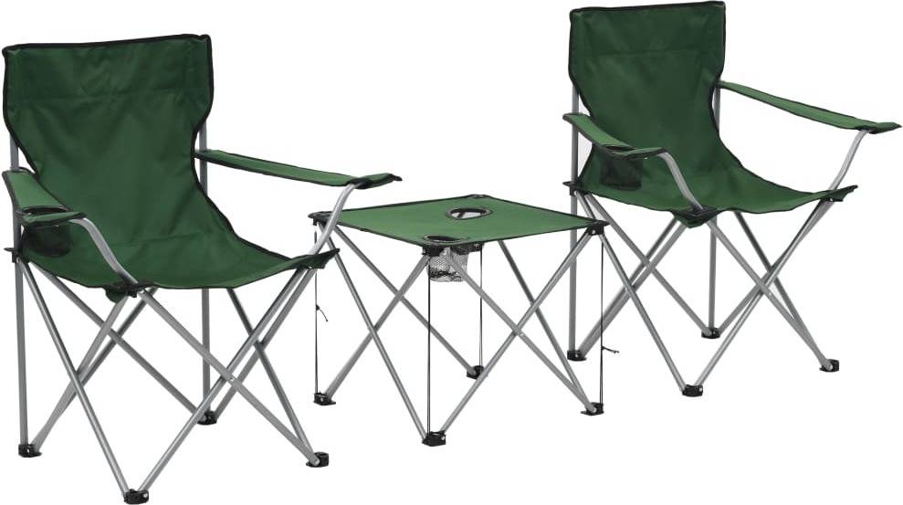 Conjunto Mesa y Sillas de Camping VIDAXL Verde (3 piezas)