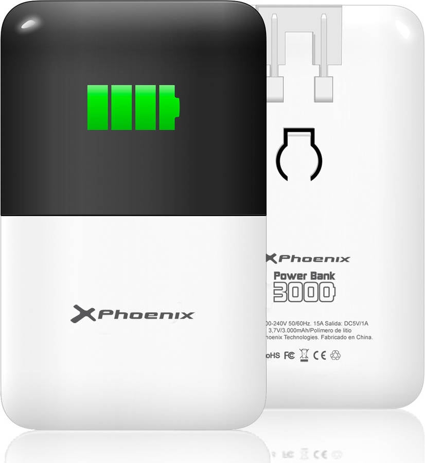 Powerbank PHOENIX TECHNOLOGIES PHPOWERBANK3000+ Negro, Blanco