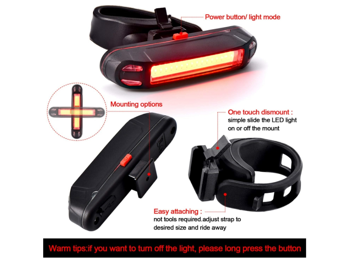 Conjunto de luces para bicicleta recargables por USB, impermeables