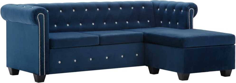 Sofá VIDAXL Chesterfield forma L tapizados terciopelo 199x142x72 cm azul