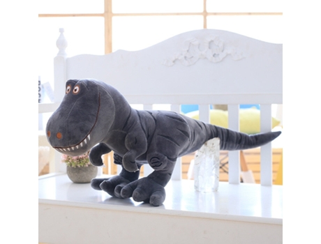 Dinosaurio de Peluche de Dibujos Animados Tyrannosaurus Lindo Muñeco de Peluche Gris - 100Cm