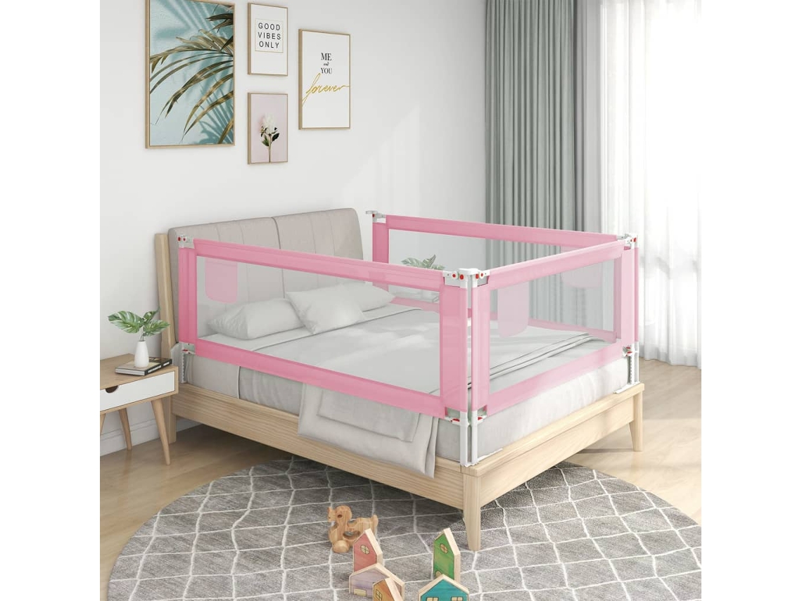 Maison Exclusive Barandilla de seguridad cama de niño tela rosa 90x25 cm