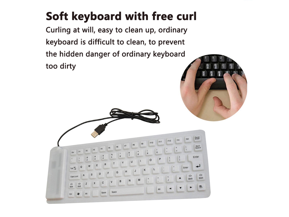 Teclado plegable del silicón del teclado USB con cable suave impermeable  del rollup para el ordenador portátil de la PC portátil