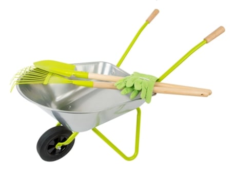 Jogo de Mesa SMALL FOOT COMPANY Wheelbarrow With Gardening Tools (3 Anos)