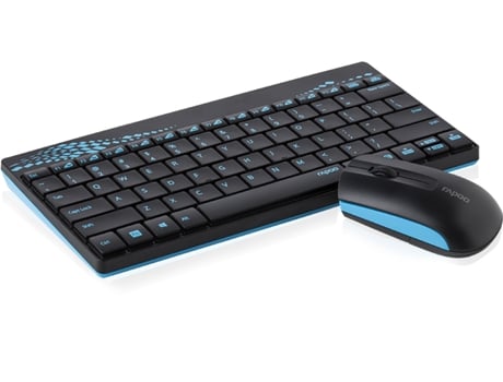 Teclado RAPOO 8000 (Inalámbrico - Portugués - Azul) + Ratón