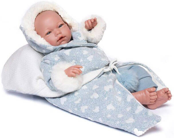 Muñeca DISFRAZZES Bebe Noé Pijama y Chaqueta (46 cm - Azul)