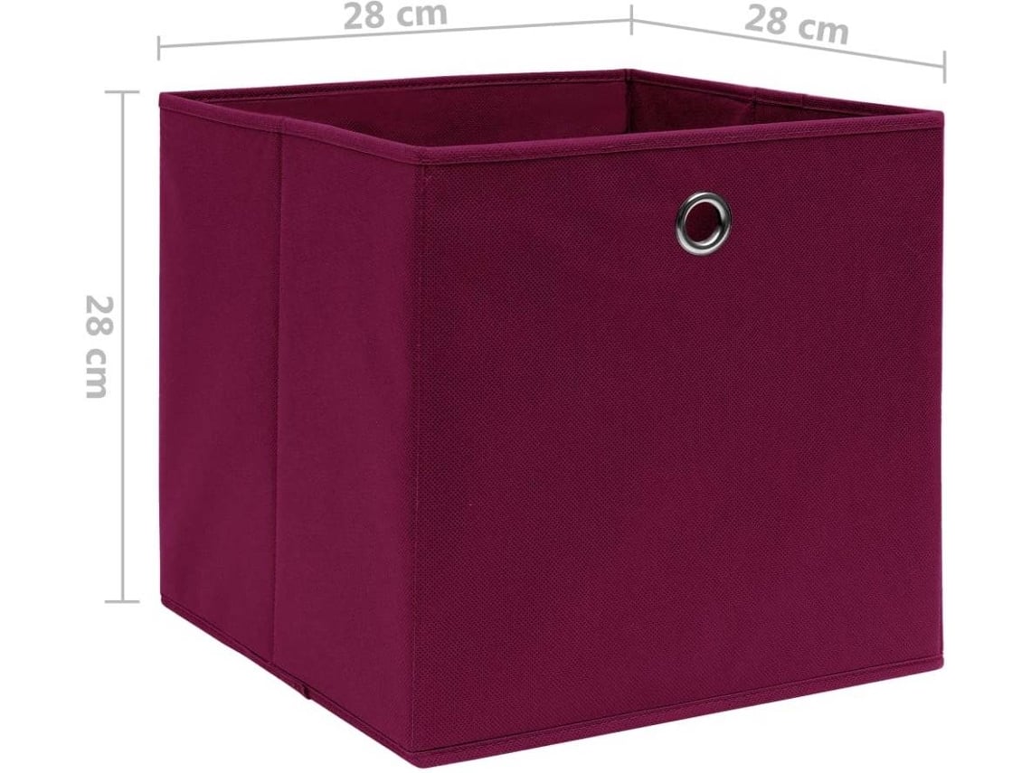 vidaXL Caja de almacenaje 4 uds tela no tejida 28x28x28cm rojo oscuro