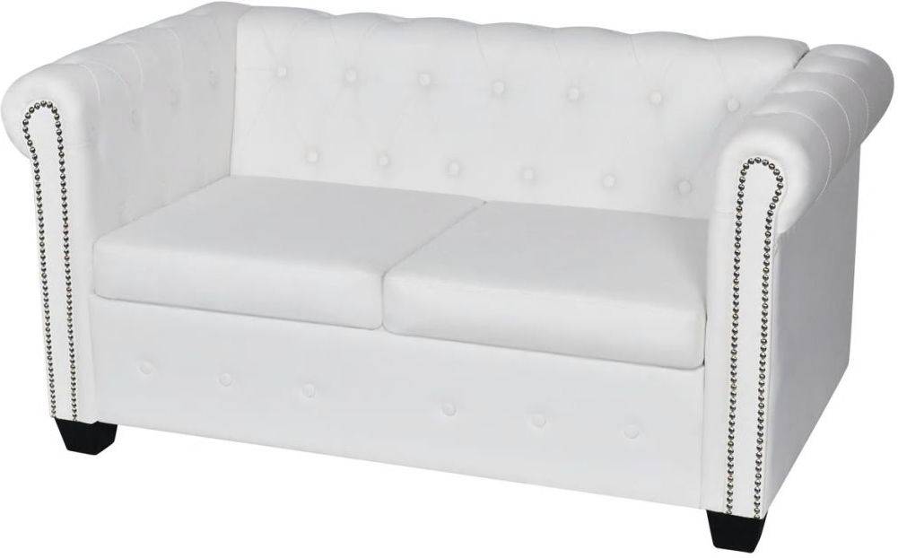 Sofá VIDAXL Chesterfield 2 plazas en cuero artificial blanco