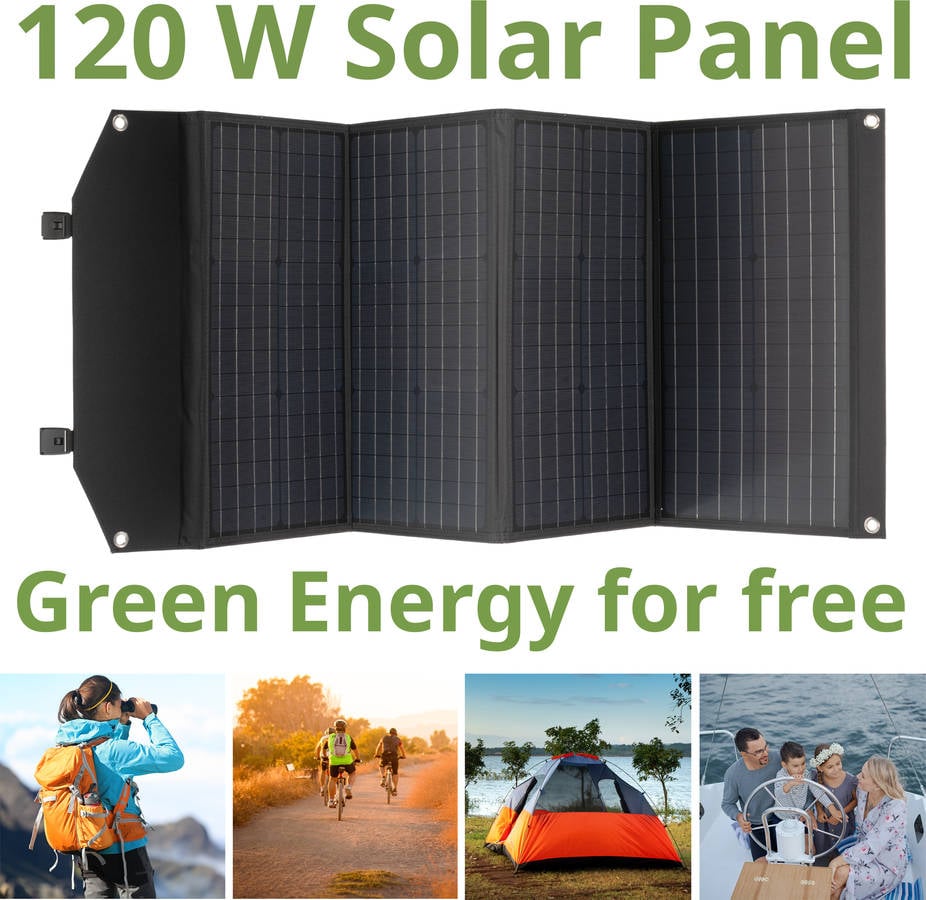 Cargador BRESSER Panel Solar (USB - 120 W - Negro)