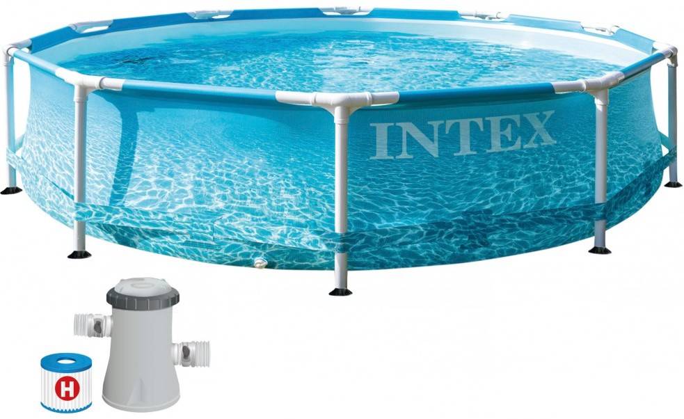 Piscina Tubular INTEX Redonda Beachside con bomba de filtro(4.485 L - PVC - 305x76 cm)