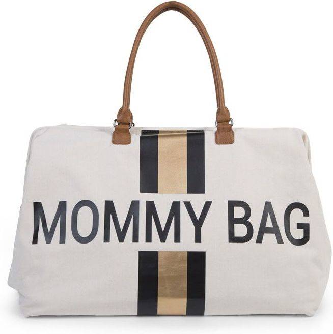 Childhome Mommy Bag bolso cambiador de viaje gran capacidad correa ajustable para el hombro maternal modelo blanca negras y doradas 111106