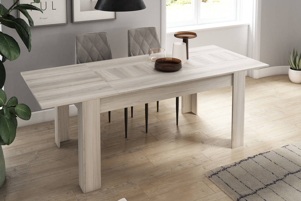 Mesa de Comedor SKRAUT HOME (Gris - Aglomerado - 140/200x90x46 cm)